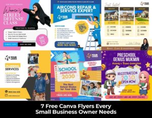 7 free Canva flyer templates for small business promotion.