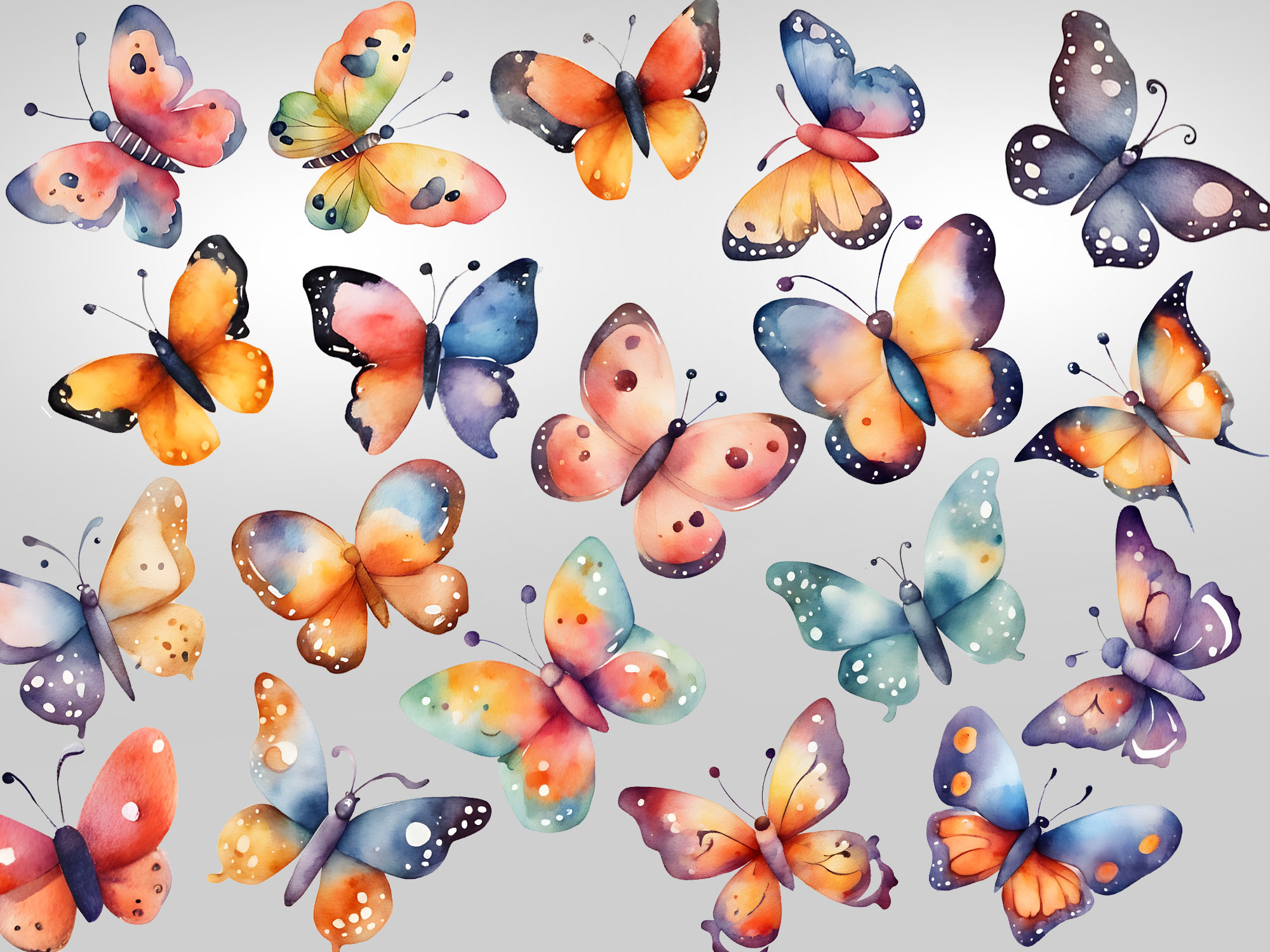20 Butterfly Watercolor Clipart PNG - Image 5
