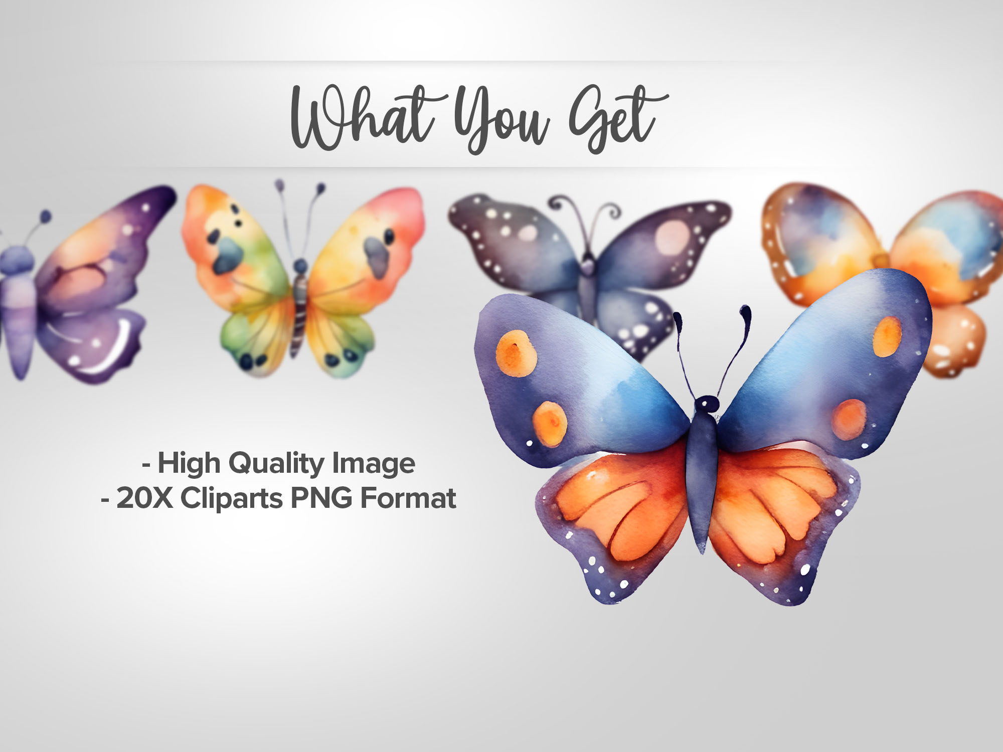 20 Butterfly Watercolor Clipart PNG - Image 3